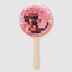 Abanico Bola de discoteca metálica rosa brillante