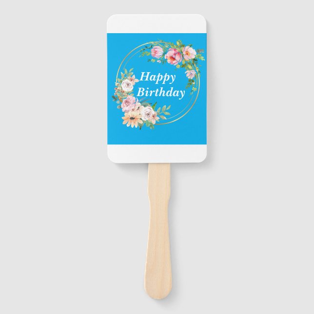 Abanico Bonito conjunto de fans con flores rosadas y dorad (Anverso)