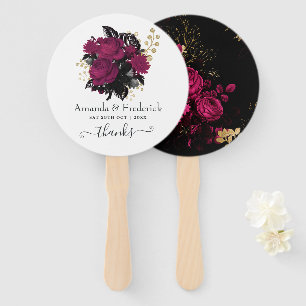 Abanico Borgoña - Boda floral Marsala y dorado