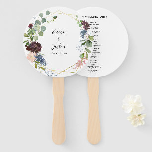 Abanico Borgoña floral y boda del verdor