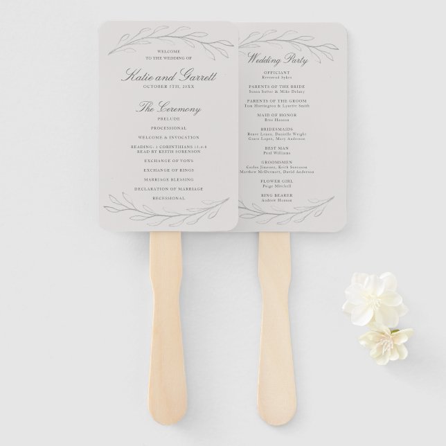 Abanico Bosquejo de lápiz gris elegante de ramitas Program (Anverso y reverso)