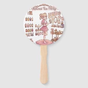 Abanico Botón de cumpleaños de niña de anime rosa de Kawai