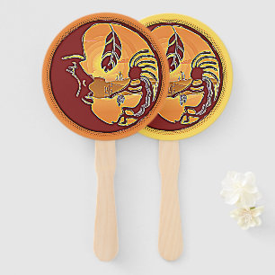 Abanico Botón de paisaje - Pluma de la luna de Kokopelli 1