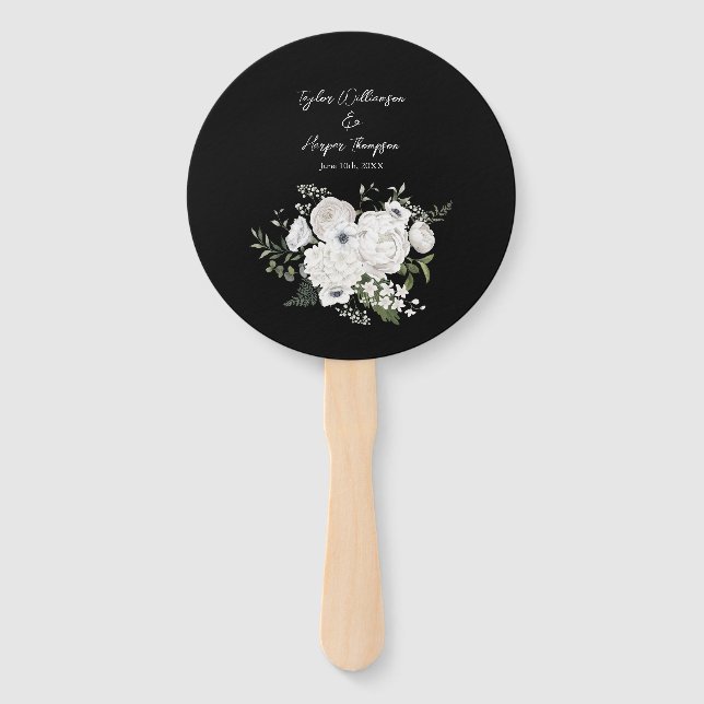 Abanico Bouquet floral elegante blanco y negro moderno (Anverso)