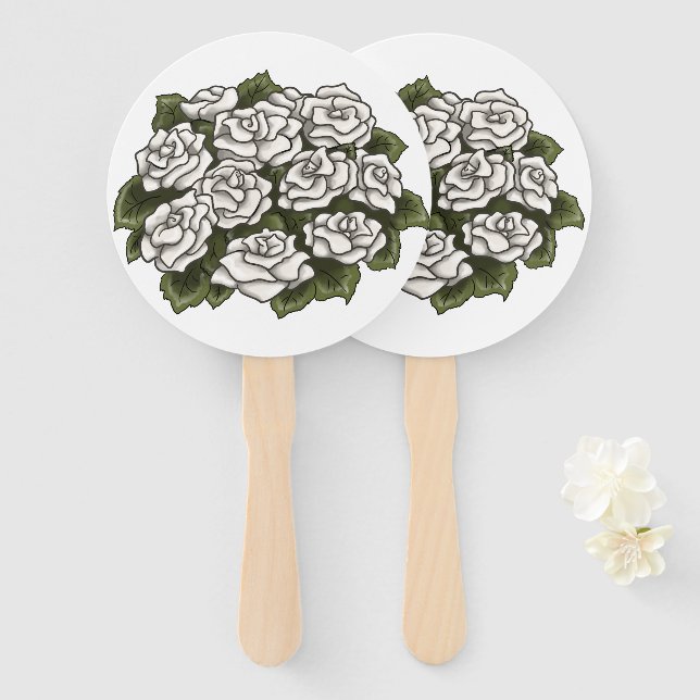 Abanico Bouquet rosa blanco (Anverso y reverso)