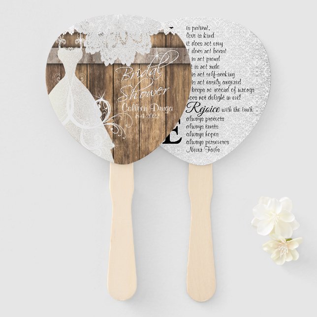 Abanico Bridal Shower Rustic Wood and Lace Design