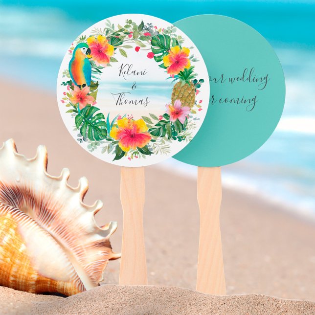 Abanico Brisa isleña | Boda de acuarela de playa tropical (Subido por el creador)