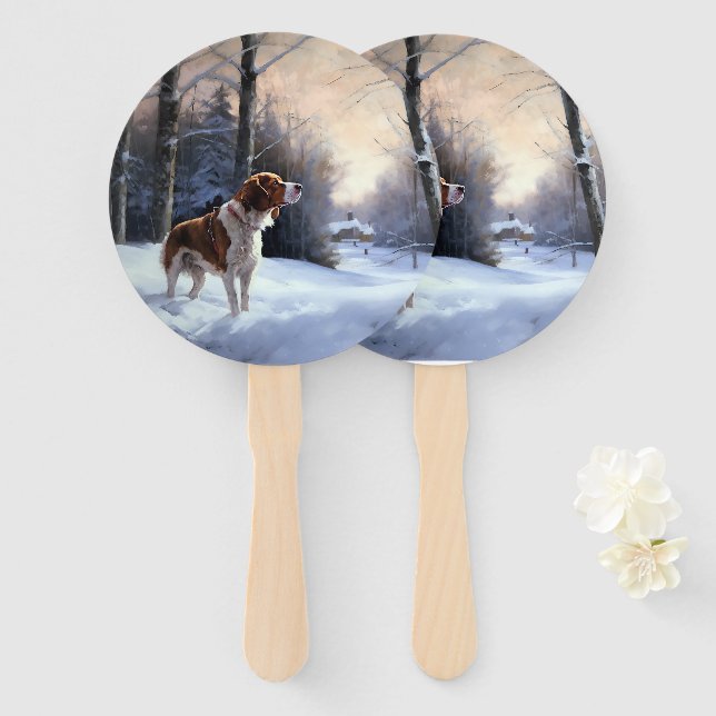Abanico Brittany Spaniel Let It Snow Navidades (Anverso y reverso)