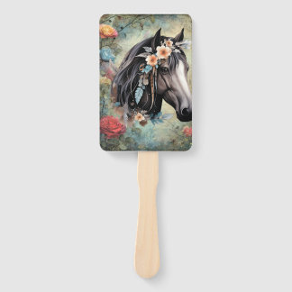 Abanico  Brown horse in flowers.