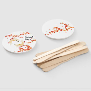 Abanico Buena suerte de pescado Koi con Sakura Japonés e