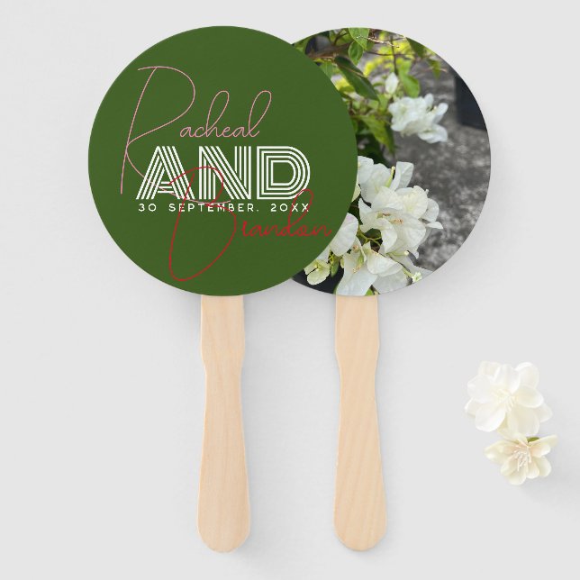 Abanico buganvillas blancas o con caracol blanco como niev (Anverso y reverso)