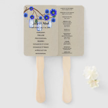 Burlap Rústico Floral Azul Mason Jars Boda