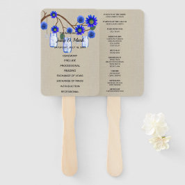 Abanico Burlap Rústico Floral Azul Mason Jars Boda