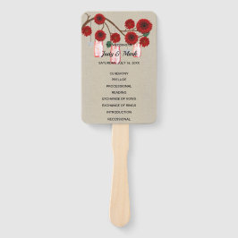 Abanico Burlap Rústico Floral Rojo Mason Jars Boda