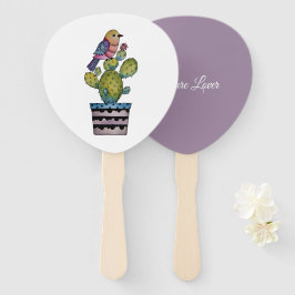 Abanico Cactus Y Ave Arcoiris En Acuarela