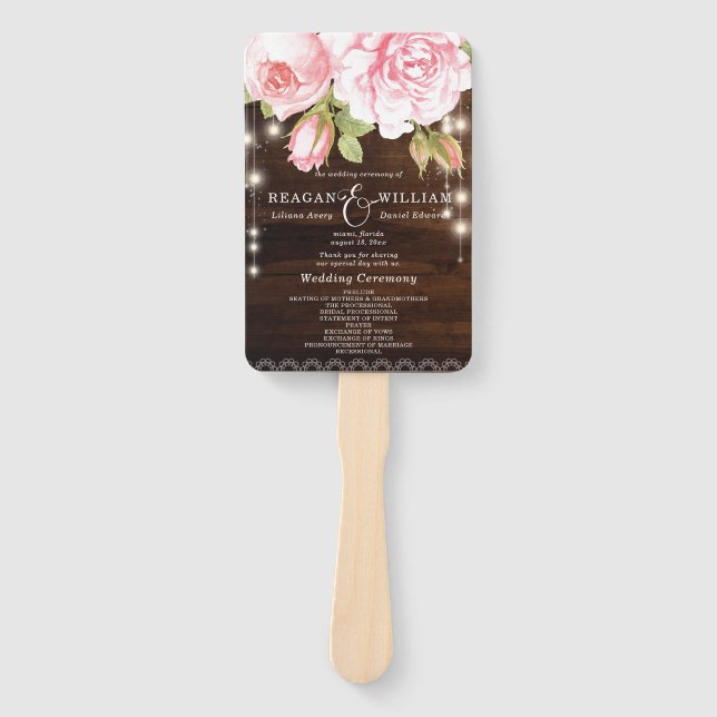 Abanico Cadena de madera rústica ilumina la boda personali (Anverso)