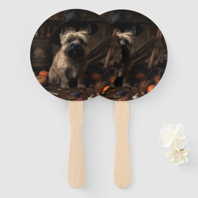 Abanico Cairn Terrier arroja calabazas de Halloween Scary (Anverso y reverso)