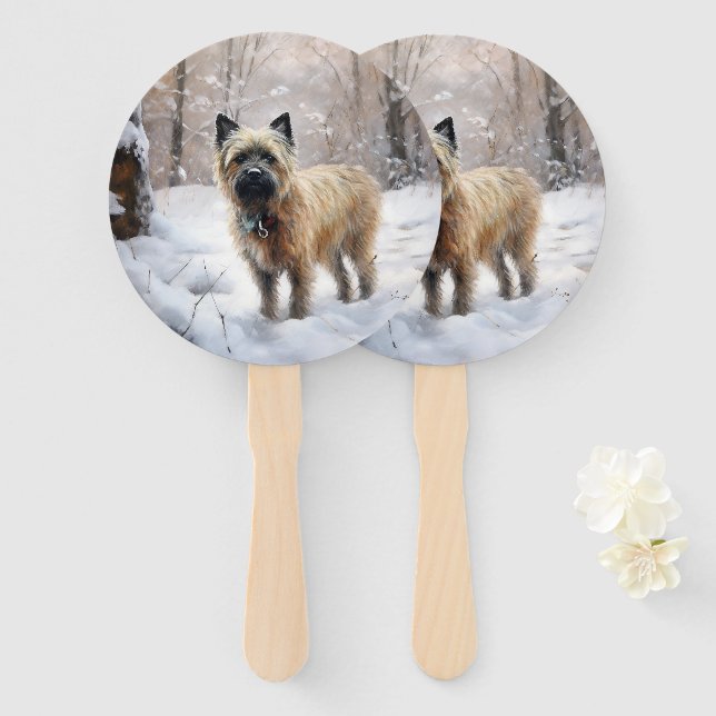 Abanico Cairn Terrier Deja que nieve Navidad (Anverso y reverso)