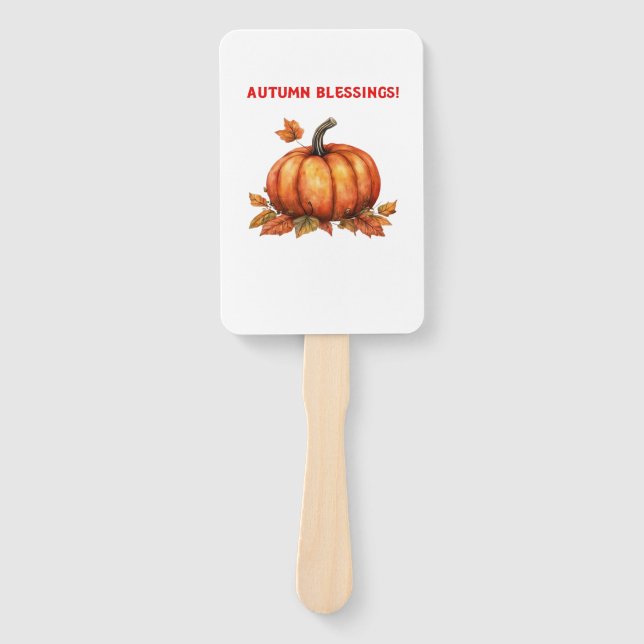 Abanico Calabaza de Bendiciones de Otoño con Hojas de Otoñ (Anverso)