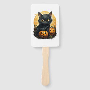 Abanico Calabaza Halloween para gato negro - Gato