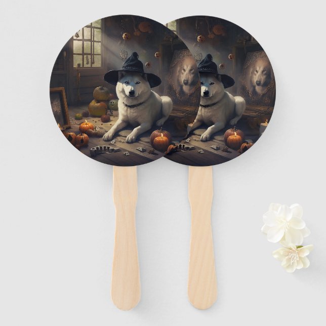 Abanico Calabazas Akita Halloween de Terror (Anverso y reverso)