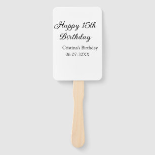 Abanico caligrafía simple mínimo feliz 15 cumpleaños