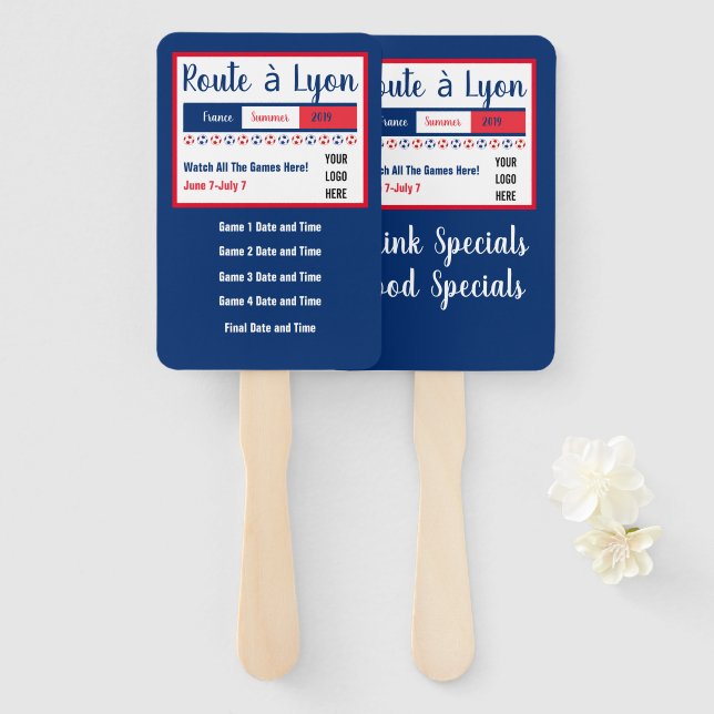 Abanico Camino femenino al logo de la Fiesta mundial de Ly (Anverso y reverso)