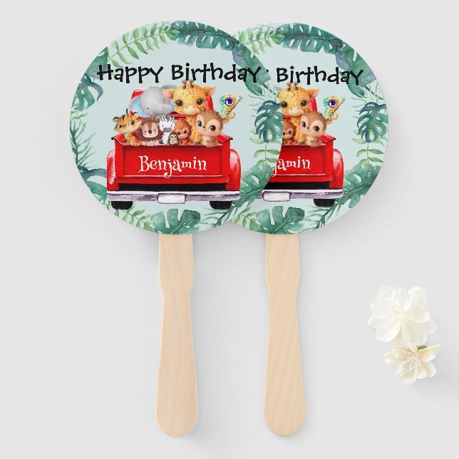 Abanico Camión de granja de la jungla del zoológico (Anverso y reverso)