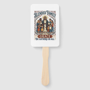 Abanico Camiseta cristiana de familia mezclada de Jesús
