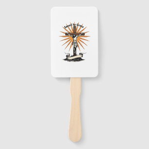 Abanico Camiseta cristiana de grabado vintage de fe de cru
