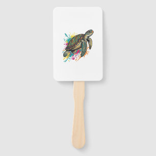 Abanico Camiseta de Salpicadura de Color de Tortuga Marina