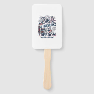 Abanico Camiseta Lector Patriótico Libros Fuegos Artificia