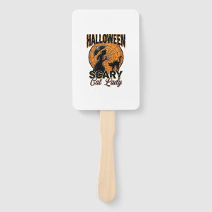 Abanico Camiseta Vintage de Bruja de Halloween Señora Gato