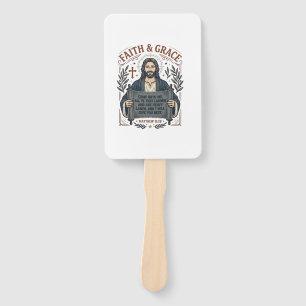 Abanico Camiseta Vintage de Punto de Cruz de Jesús Gráfica