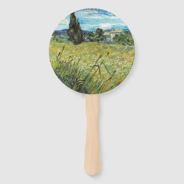 Abanico Campo de Trigo Verde Vincent van Gogh (Anverso)