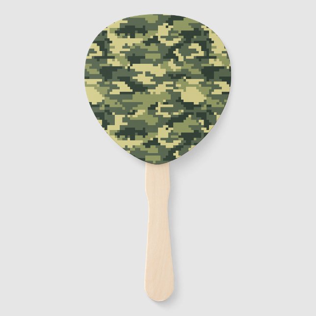 Abanico Camuflaje de madera digital Pixel de 8 bits / Camo (Anverso)