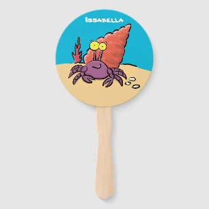 Abanico Cangrejo ermitaño gracioso personalizado morado