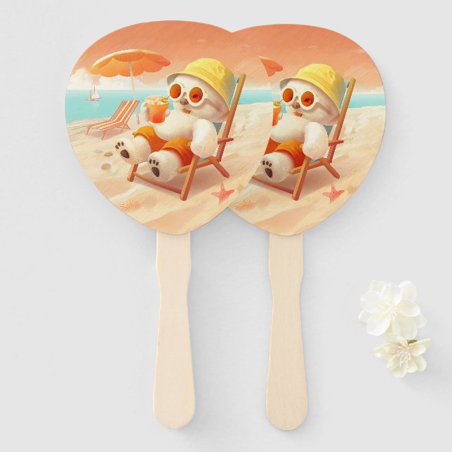 Abanico Canto sonriente - Modo playa activado (Anverso y reverso)