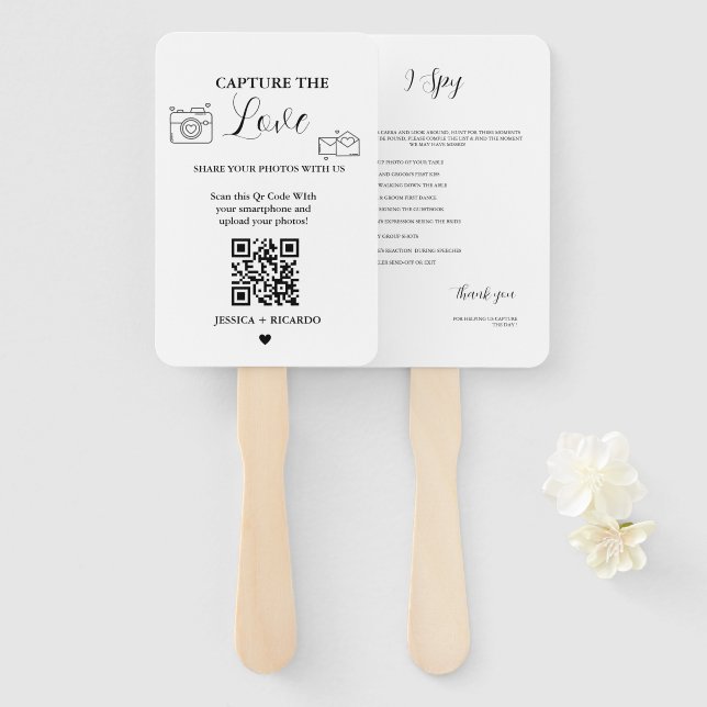 Abanico Captura la tarjeta de código QR del Boda de amor,  (Anverso y reverso)