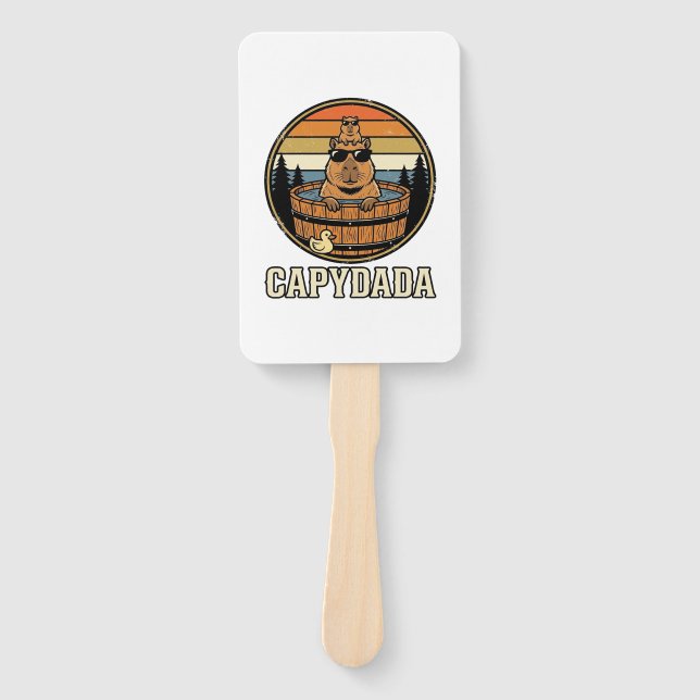 Abanico Capydada Capybara Papá Diseño Vectorial Retro Bañe (Anverso)
