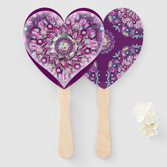 Abanico Cardinal Red Rosace (Anverso y reverso)