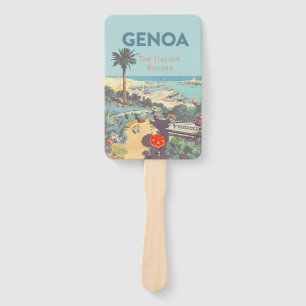 Abanico Cartel de viaje vintage de Génova Riviera italiana