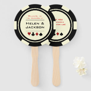 Abanico Casino Poker Chip Crema Negra Bienvenidos Al Boda