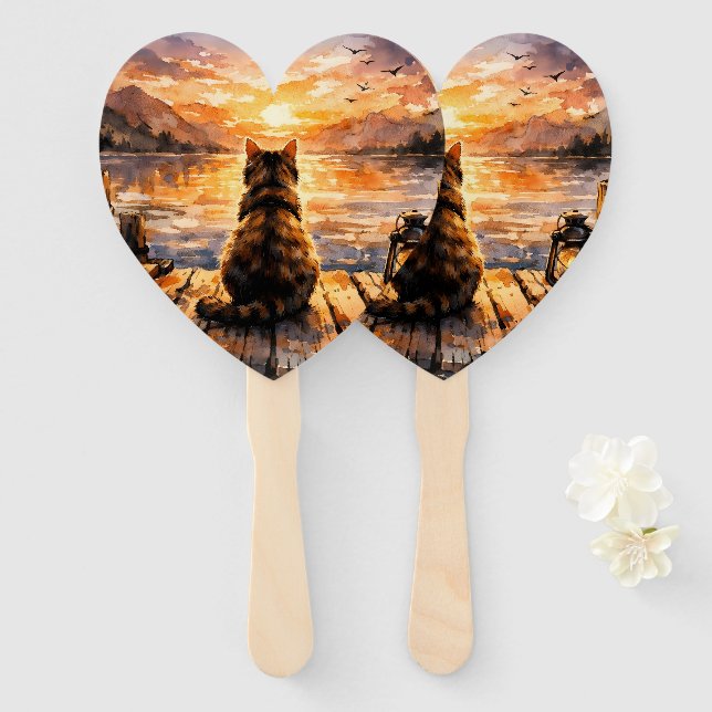 Abanico Cat on Dock at Sunset (Anverso y reverso)