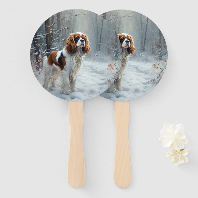 Abanico Cavalier King Deja que nieve Navidad Cepillada (Anverso y reverso)