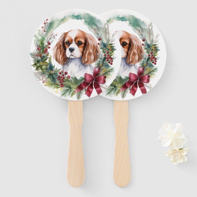Abanico Cavalier King Navidades Wreath Festimes Pup