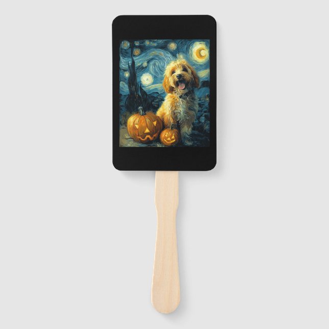 Abanico Cavapoo Perro Lindo Halloween Jack O Lantern Calab (Anverso)