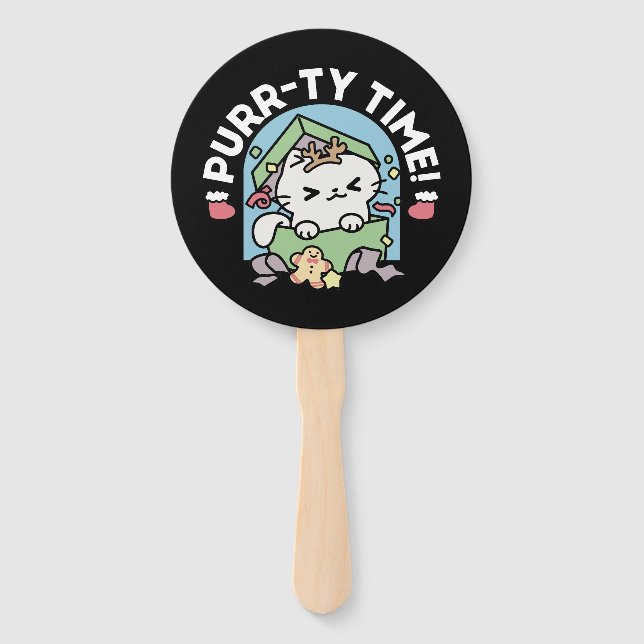 Abanico Celebración de los navidades con un gato moro (Anverso)