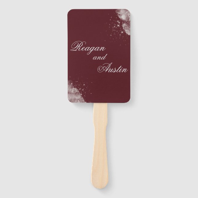 Abanico Celestial Burgundy Starlight Program Hand Fan (Anverso)