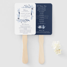 Abanico Ceremonia de Boda floral azul acuática moderna